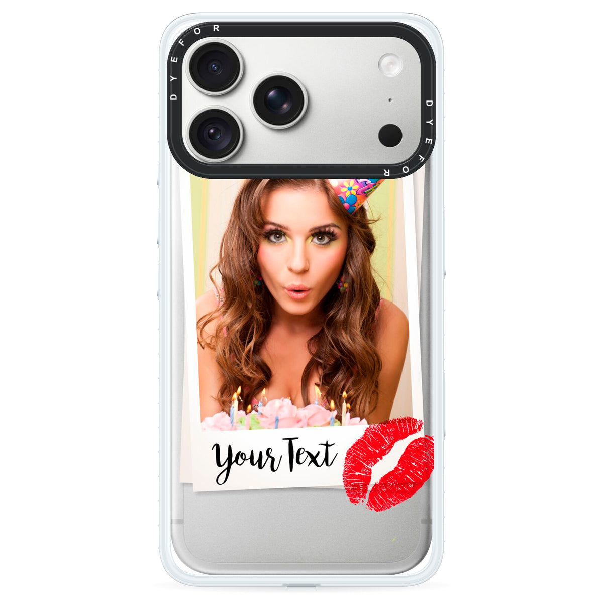 Personalised Photo Kiss iPhone 18 Pro Max Black Impact Pre order Case on Silver phone