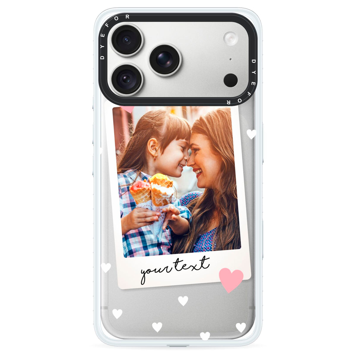 Personalised Photo Love Hearts iPhone 18 Pro Black Impact Pre order Case on Silver phone