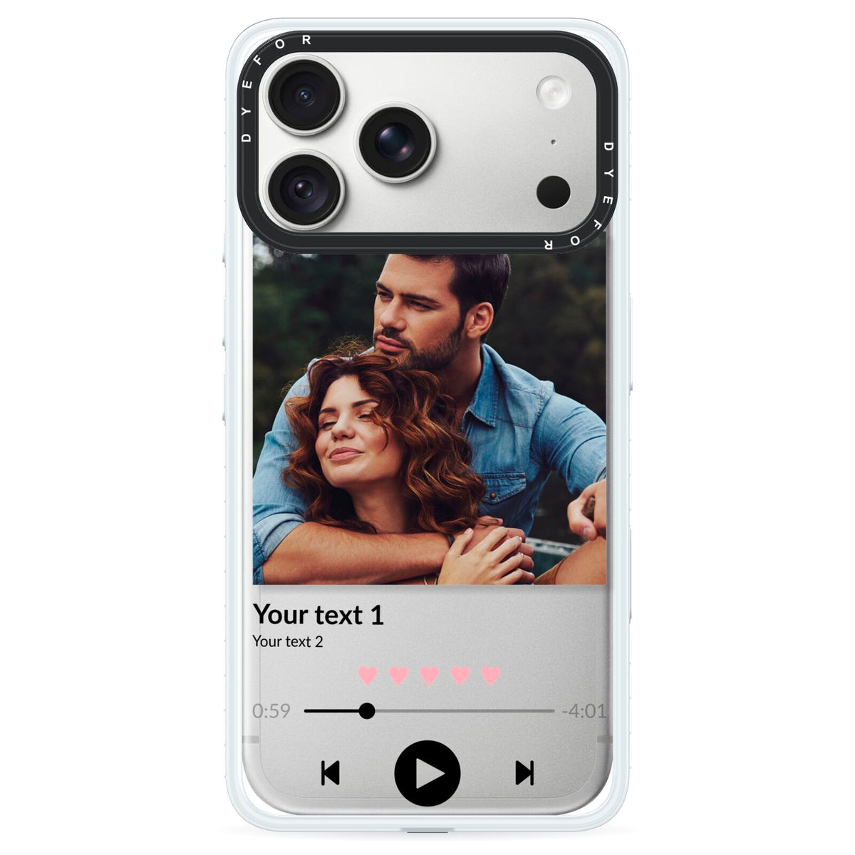 Personalised Photo Music iPhone 18 Pro Max Black Impact Pre order Case on Silver phone
