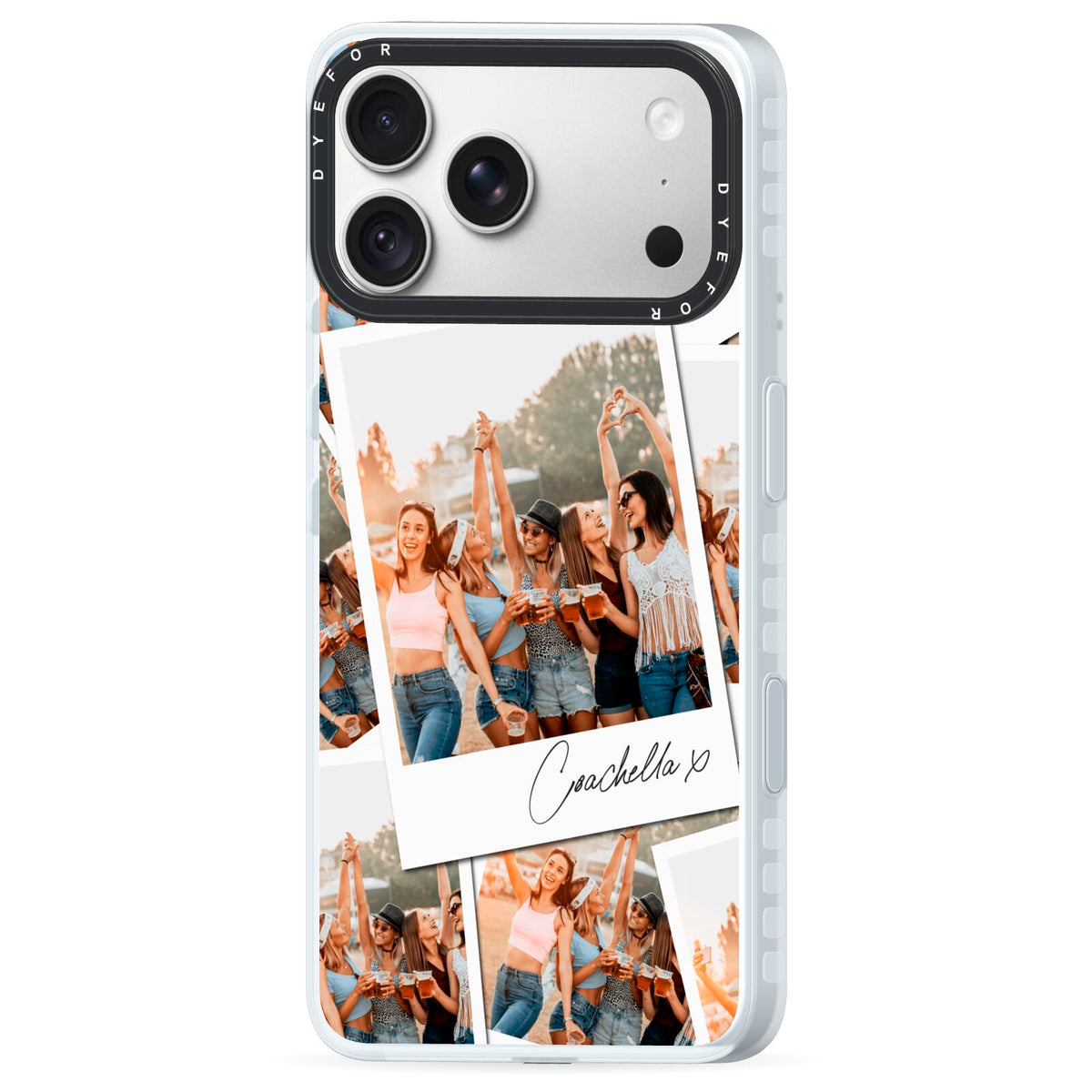 Personalised Photo iPhone 18 Pro Max Black Impact Pre order Case Side Angle on Silver phone