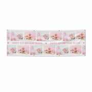 Personalised Pink 1st Birthday Print with Photo and Name 6x2 Banner