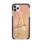 Personalised Pink Gold Cheetah Apple iPhone 11 Pro Max in Silver with Black Impact Case