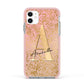 Personalised Pink Gold Cheetah Apple iPhone 11 in White with Pink Impact Case