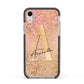 Personalised Pink Gold Cheetah Apple iPhone XR Impact Case Black Edge on Silver Phone