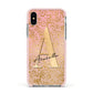 Personalised Pink Gold Cheetah Apple iPhone Xs Impact Case Pink Edge on Silver Phone