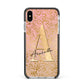 Personalised Pink Gold Cheetah Apple iPhone Xs Max Impact Case Black Edge on Silver Phone
