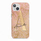 Personalised Pink Gold Cheetah iPhone 13 TPU Impact Case with Pink Edges