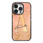 Personalised Pink Gold Cheetah iPhone 14 Pro Black Impact Case on Silver phone