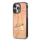 Personalised Pink Gold Cheetah iPhone 14 Pro Max Black Impact Case Side Angle on Silver phone