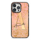 Personalised Pink Gold Cheetah iPhone 14 Pro Max Black Impact Case on Silver phone