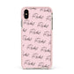 Personalised Pink Script Name Pattern Apple iPhone Xs Max Impact Case Pink Edge on Gold Phone