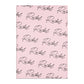 Personalised Pink Script Name Pattern Cotton Tea Towel