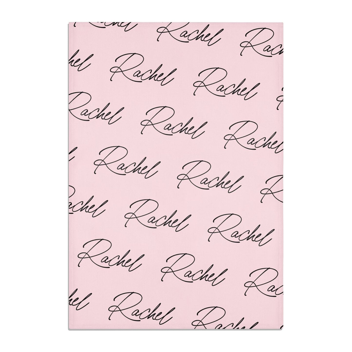 Personalised Pink Script Name Pattern Cotton Tea Towel