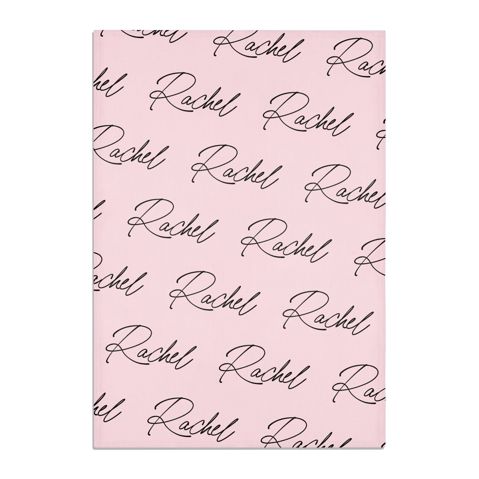 Personalised Pink Script Name Pattern Cotton Tea Towel