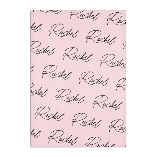 Personalised Pink Script Name Pattern Cotton Tea Towel