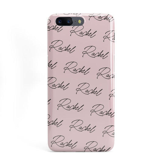 Personalised Pink Script Name Pattern OnePlus Case