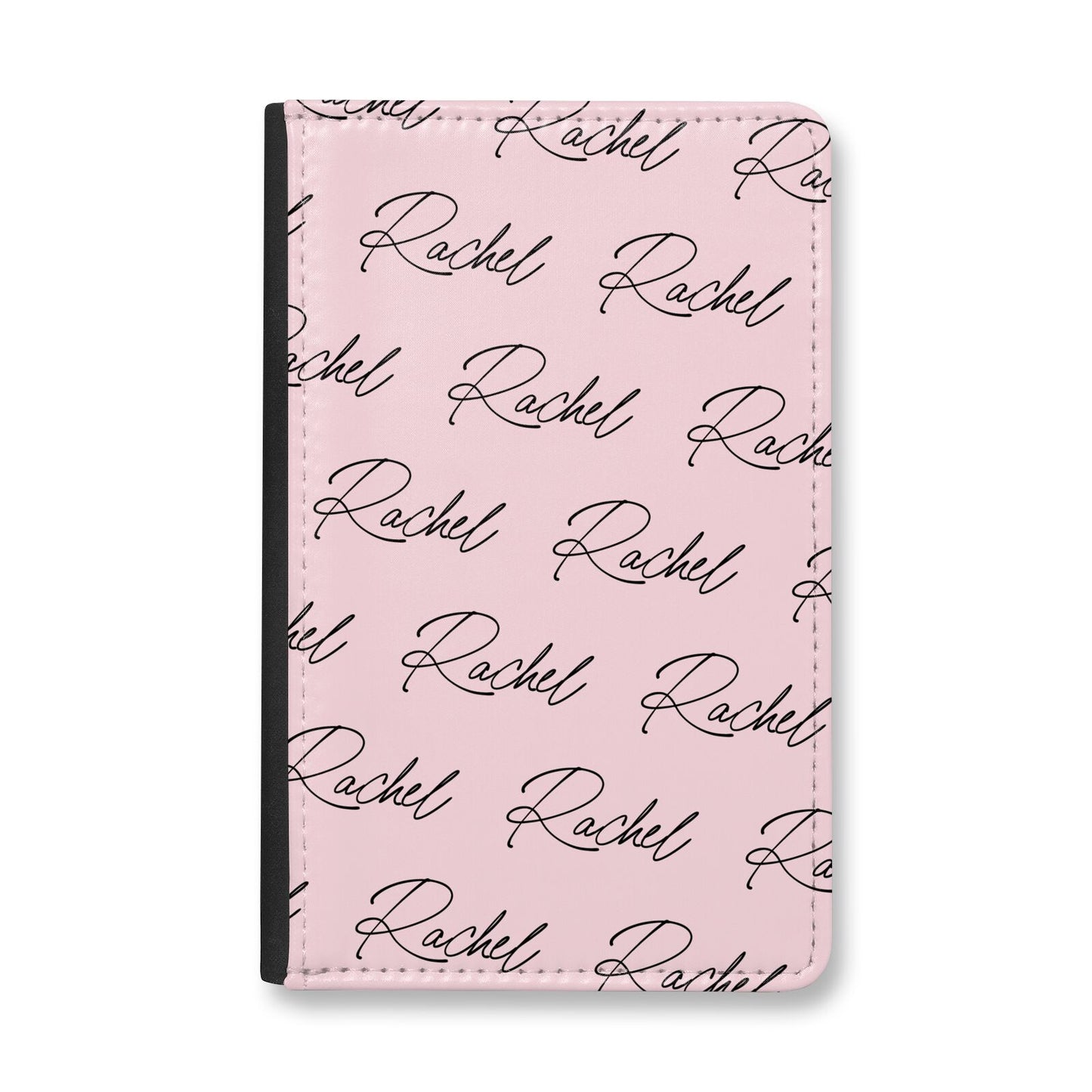 Personalised Pink Script Name Pattern Passport Holder