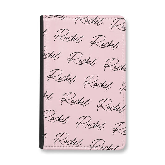 Personalised Pink Script Name Pattern Passport Holder