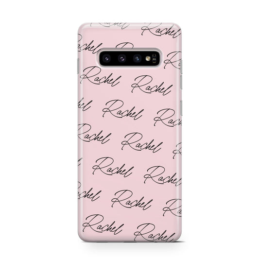 Personalised Pink Script Name Pattern Protective Samsung Galaxy Case