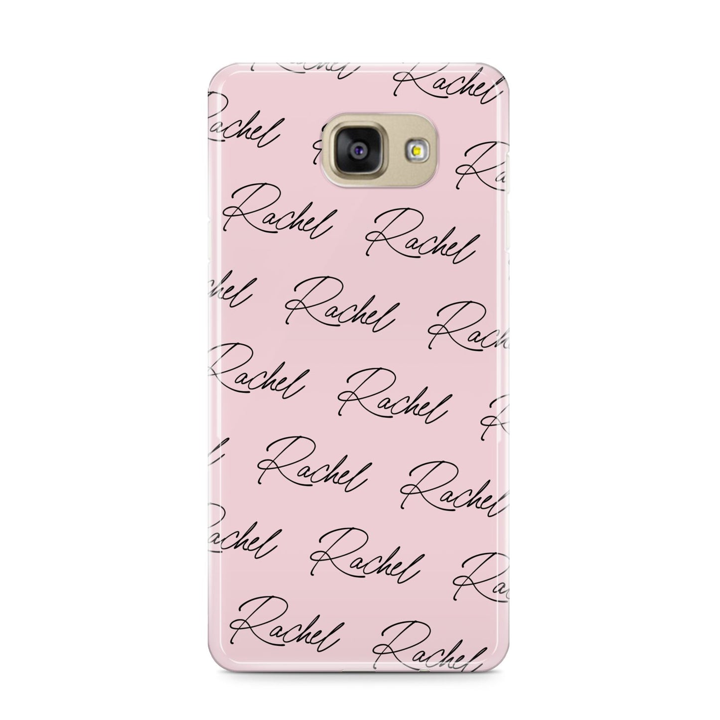 Personalised Pink Script Name Pattern Samsung Galaxy A9 2016 Case on gold phone