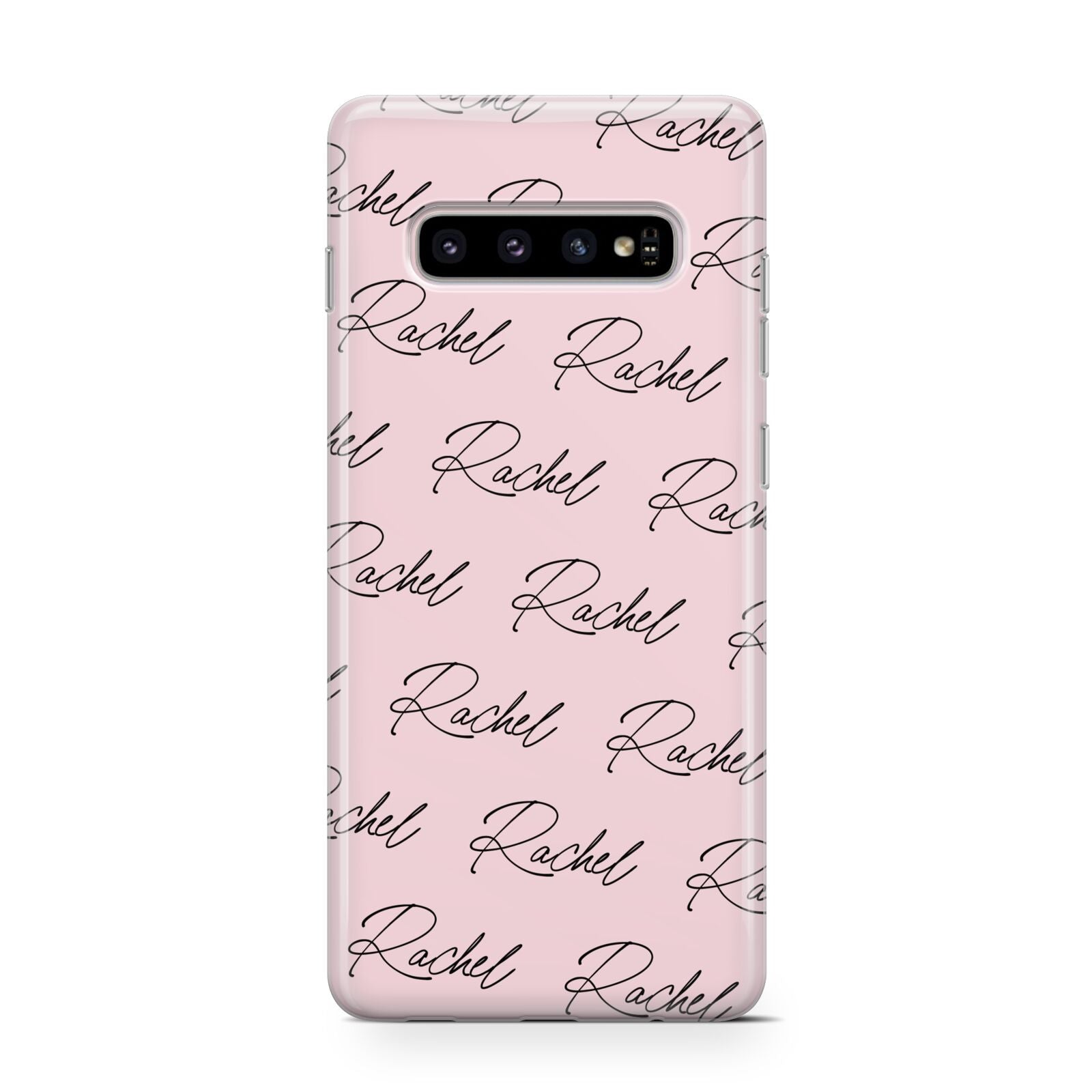 Personalised Pink Script Name Pattern Samsung Galaxy S10 Case