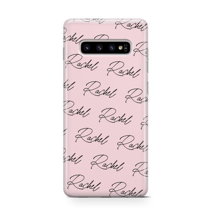 Personalised Pink Script Name Pattern Samsung Galaxy S10 Case