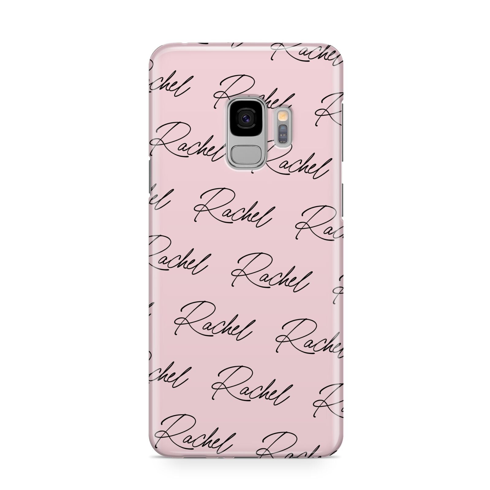 Personalised Pink Script Name Pattern Samsung Galaxy S9 Case