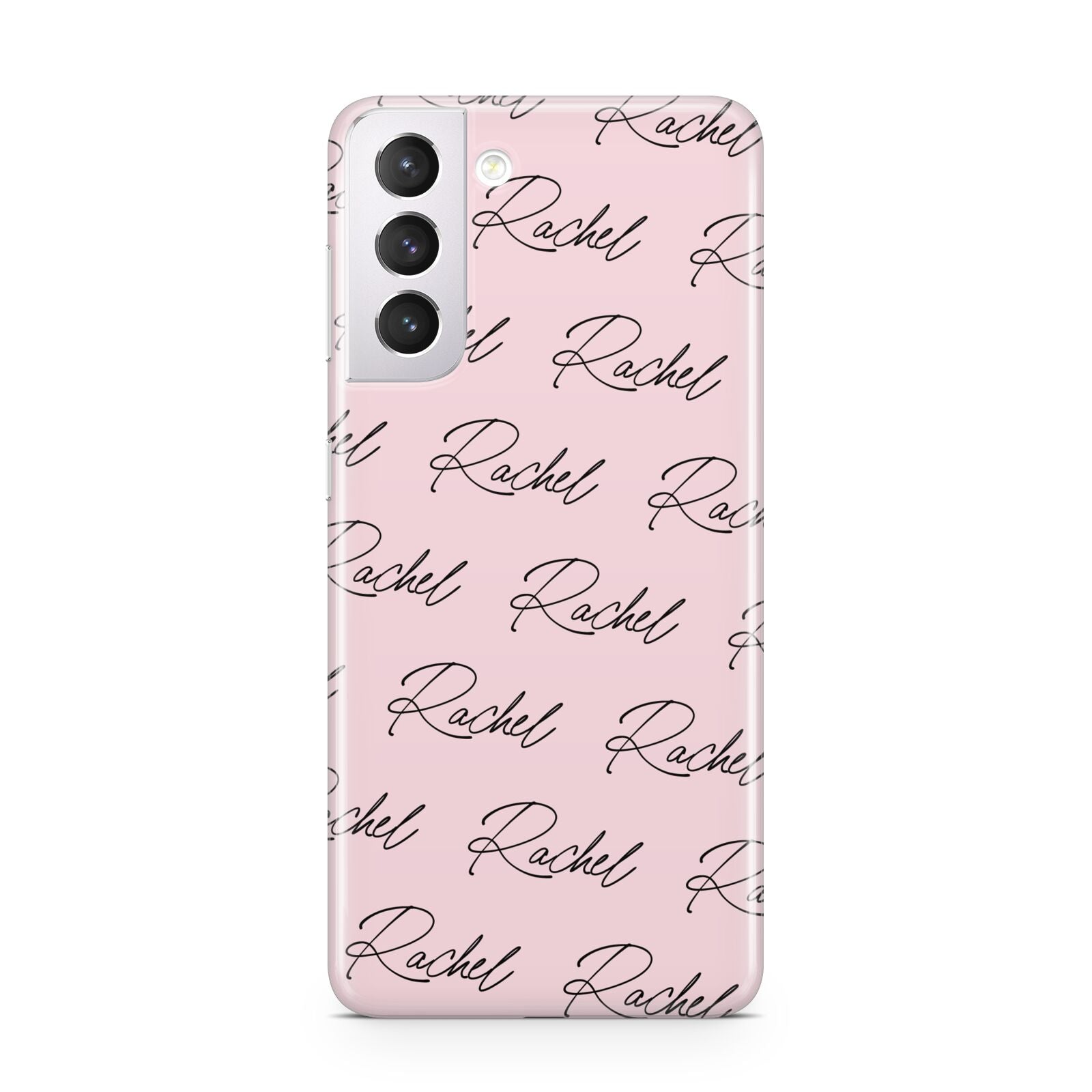 Personalised Pink Script Name Pattern Samsung S21 Case