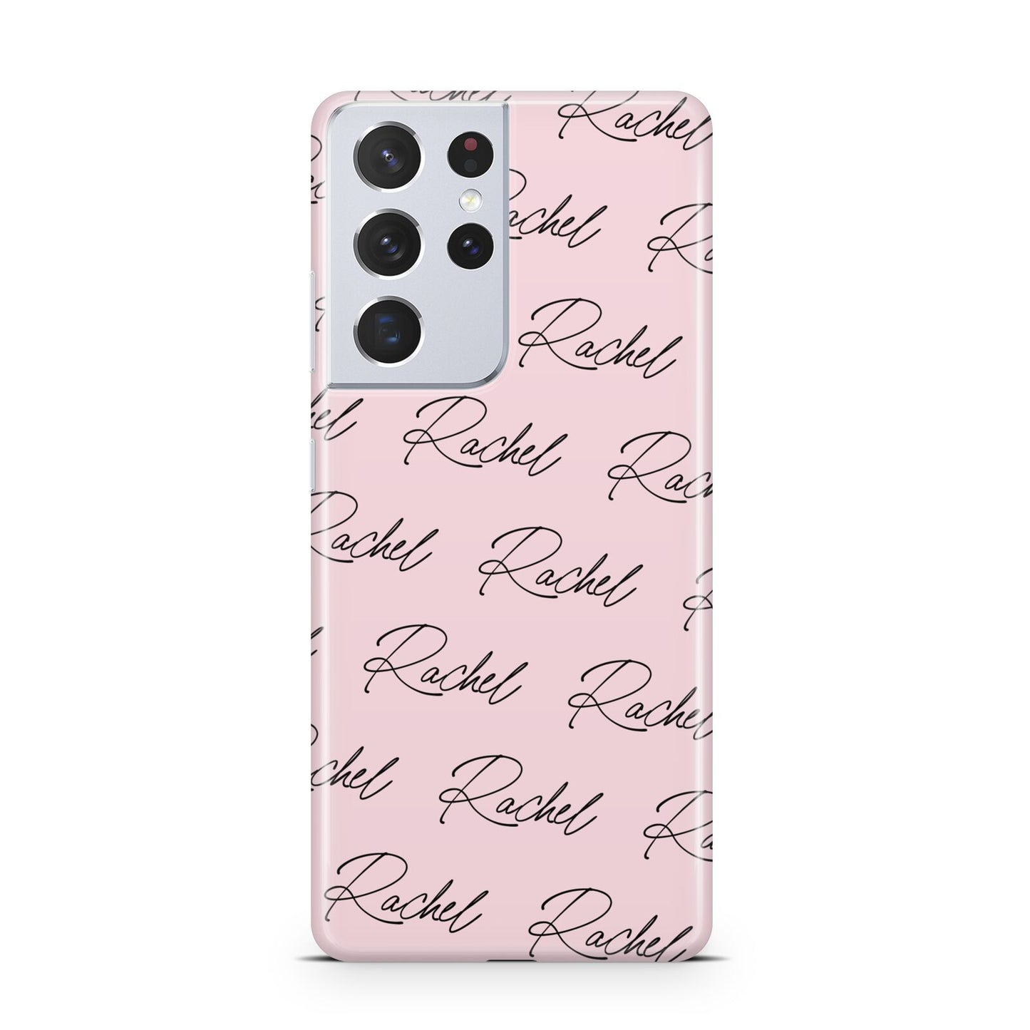 Personalised Pink Script Name Pattern Samsung S21 Ultra Case
