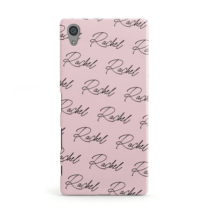 Personalised Pink Script Name Pattern Sony Xperia Case