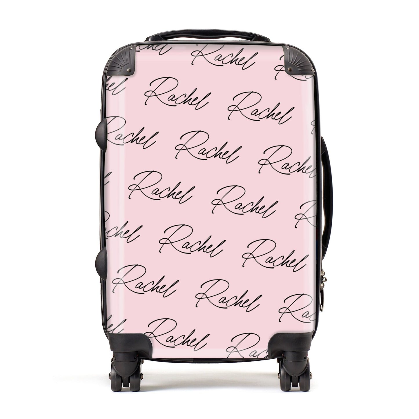 Personalised Pink Script Name Pattern Suitcase