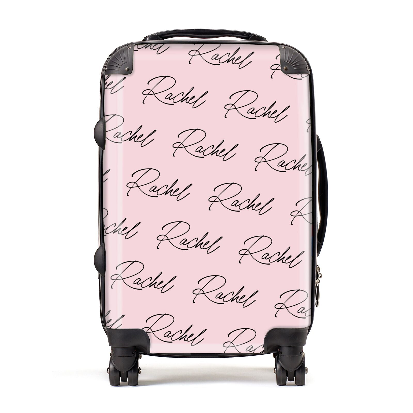 Personalised Pink Script Name Pattern Suitcase