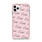 Personalised Pink Script Name Pattern iPhone 11 Pro Max Impact Pink Edge Case