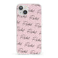 Personalised Pink Script Name Pattern iPhone 13 Clear Bumper Case