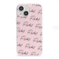 Personalised Pink Script Name Pattern iPhone 13 Mini Clear Bumper Case