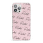 Personalised Pink Script Name Pattern iPhone 13 Pro Max Clear Bumper Case