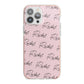 Personalised Pink Script Name Pattern iPhone 13 Pro Max TPU Impact Case with Pink Edges