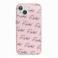 Personalised Pink Script Name Pattern iPhone 13 TPU Impact Case with Pink Edges