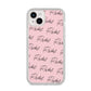 Personalised Pink Script Name Pattern iPhone 14 Plus Clear Tough Case Starlight