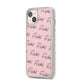 Personalised Pink Script Name Pattern iPhone 14 Plus Glitter Tough Case Starlight Angled Image