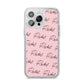 Personalised Pink Script Name Pattern iPhone 14 Pro Max Glitter Tough Case Silver