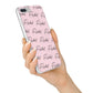 Personalised Pink Script Name Pattern iPhone 7 Plus Bumper Case on Silver iPhone Alternative Image