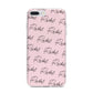 Personalised Pink Script Name Pattern iPhone 7 Plus Bumper Case on Silver iPhone