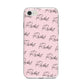 Personalised Pink Script Name Pattern iPhone 8 Bumper Case on Silver iPhone