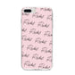 Personalised Pink Script Name Pattern iPhone 8 Plus Bumper Case on Silver iPhone