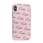 Personalised Pink Script Name Pattern iPhone X Bumper Case on Silver iPhone Alternative Image 1