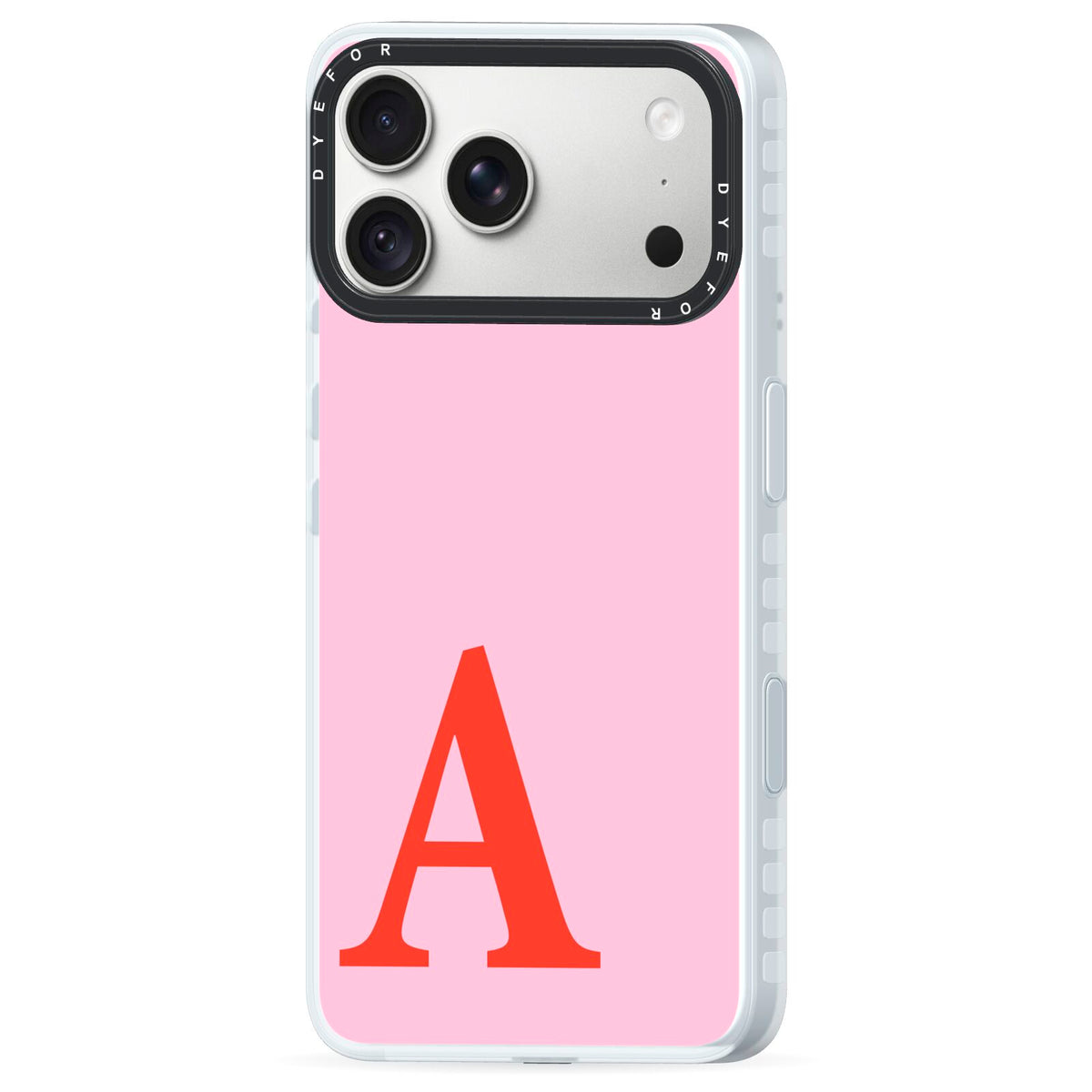 Personalised Pink and Red iPhone 18 Pro Max Black Impact Pre order Case Side Angle on Silver phone