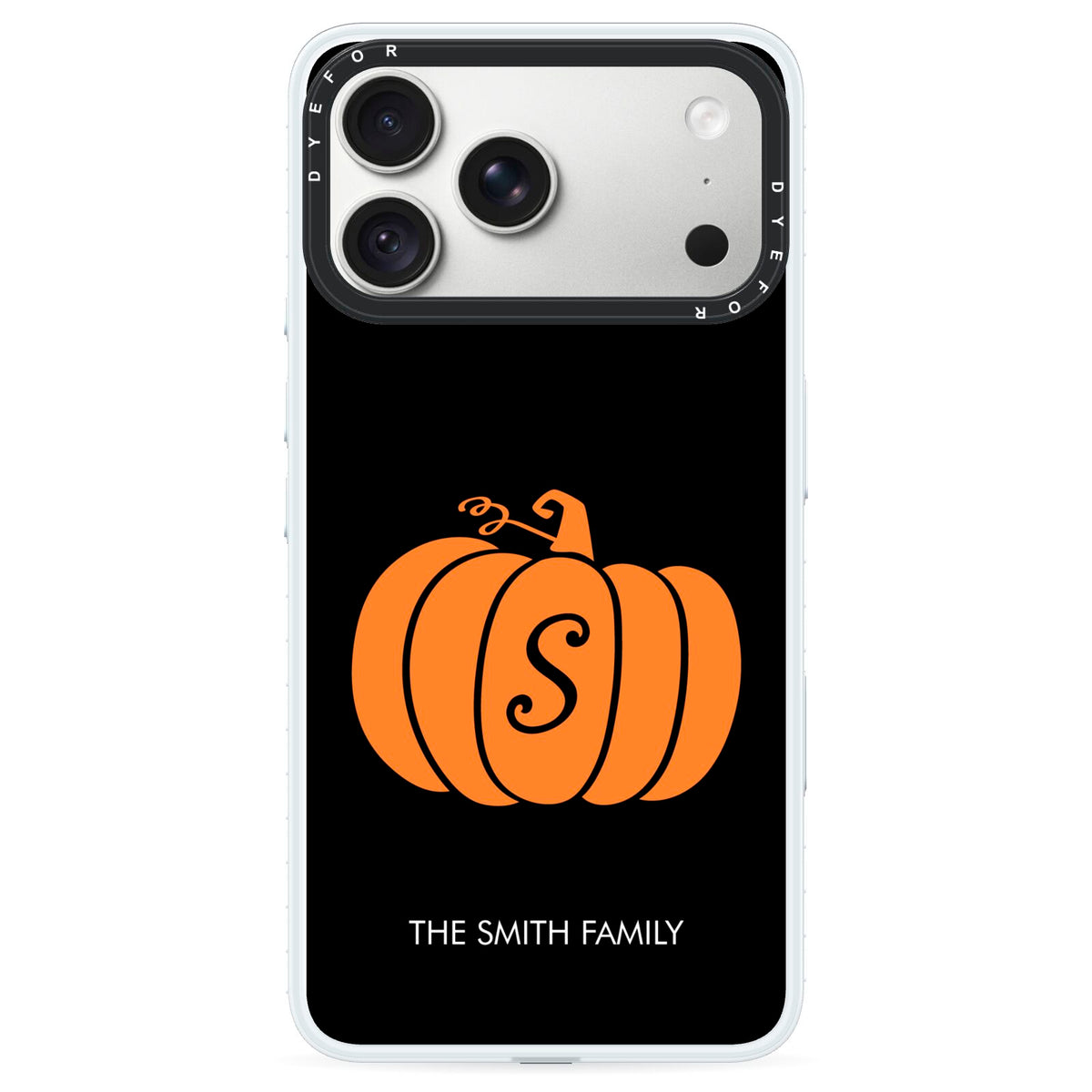Personalised Pumpkin iPhone 18 Pro Max Black Impact Pre order Case on Silver phone