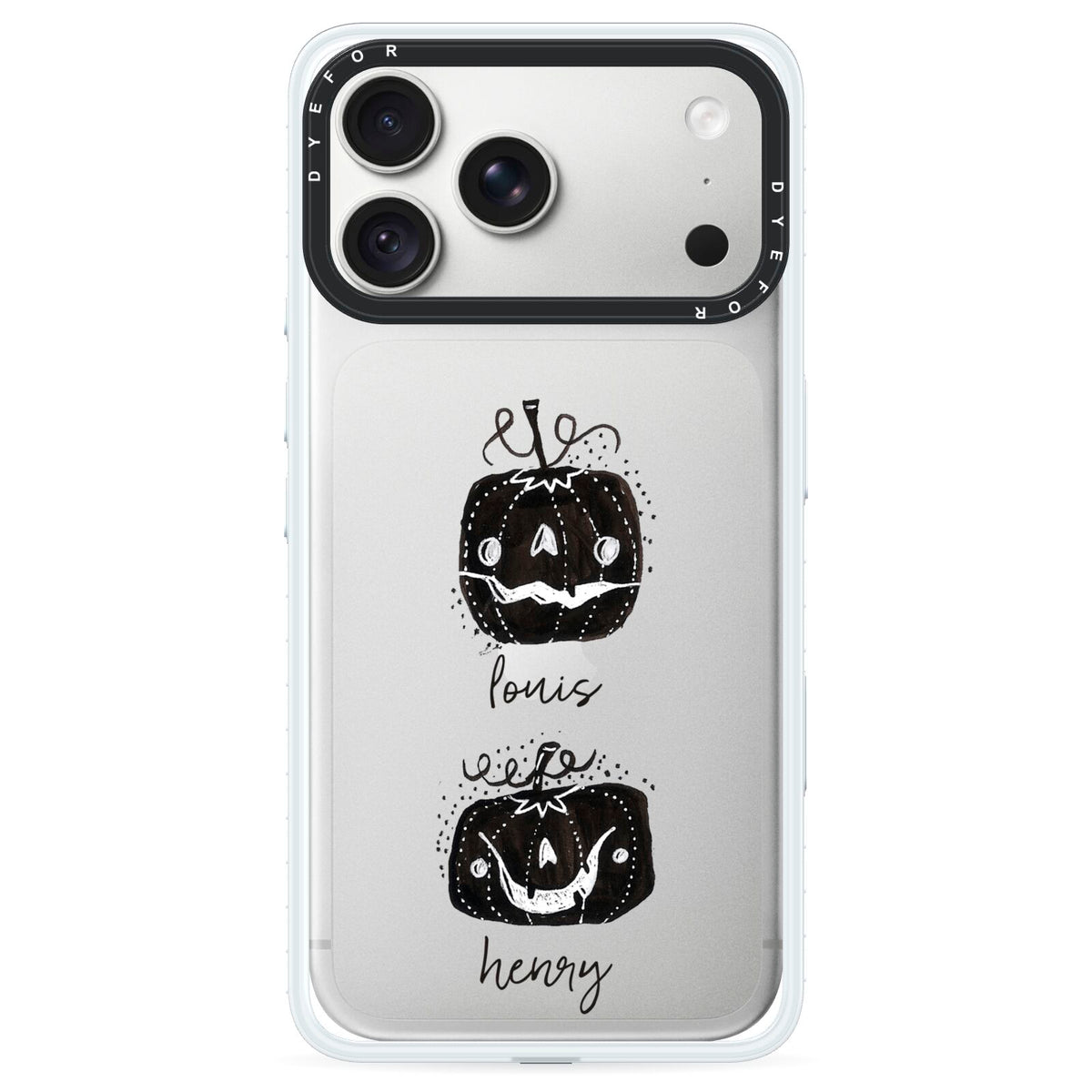 Personalised Pumpkins iPhone 18 Pro Max Black Impact Pre order Case on Silver phone