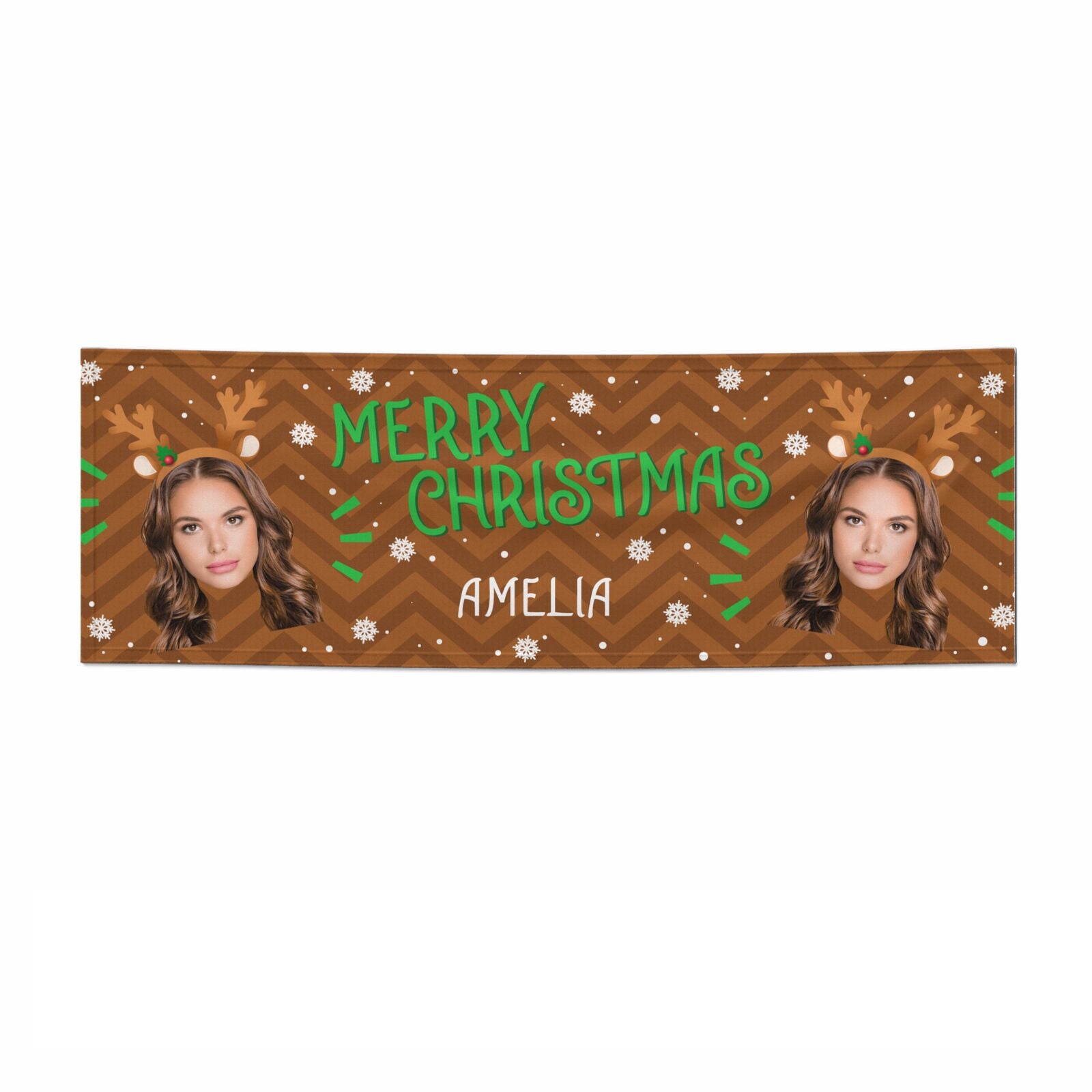 Personalised Reindeer Photo Face 3x1 Paper Banner